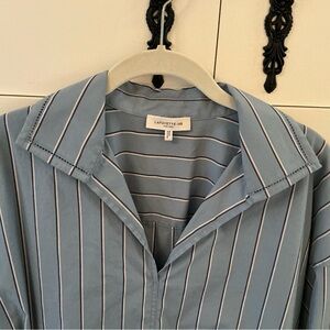 Lafayette 148 New York Blue Striped Blouse
